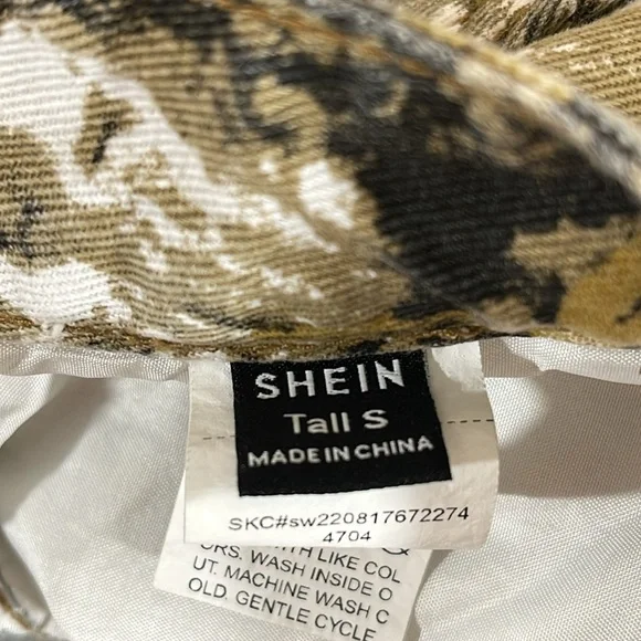 SHEIN Camouflage Cargo Denim Jeans Allover Print Tall Size Small - Picture 8 of 12
